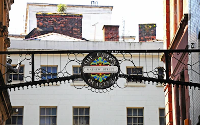 Mathew Street sign in Cavern Quarter, Liverpool.