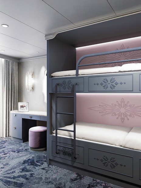 Concierge Royal Suite with bunk beds and oceanview verandah on Disney Adventure Cruise.