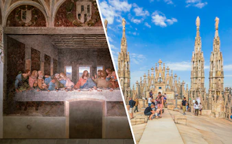 Visitors viewing Da Vinci's Last Supper and exploring Milan's Duomo rooftop.