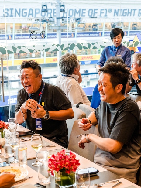Guests enjoying hospitality at Sky Suite during Singapore F1 Night Race.