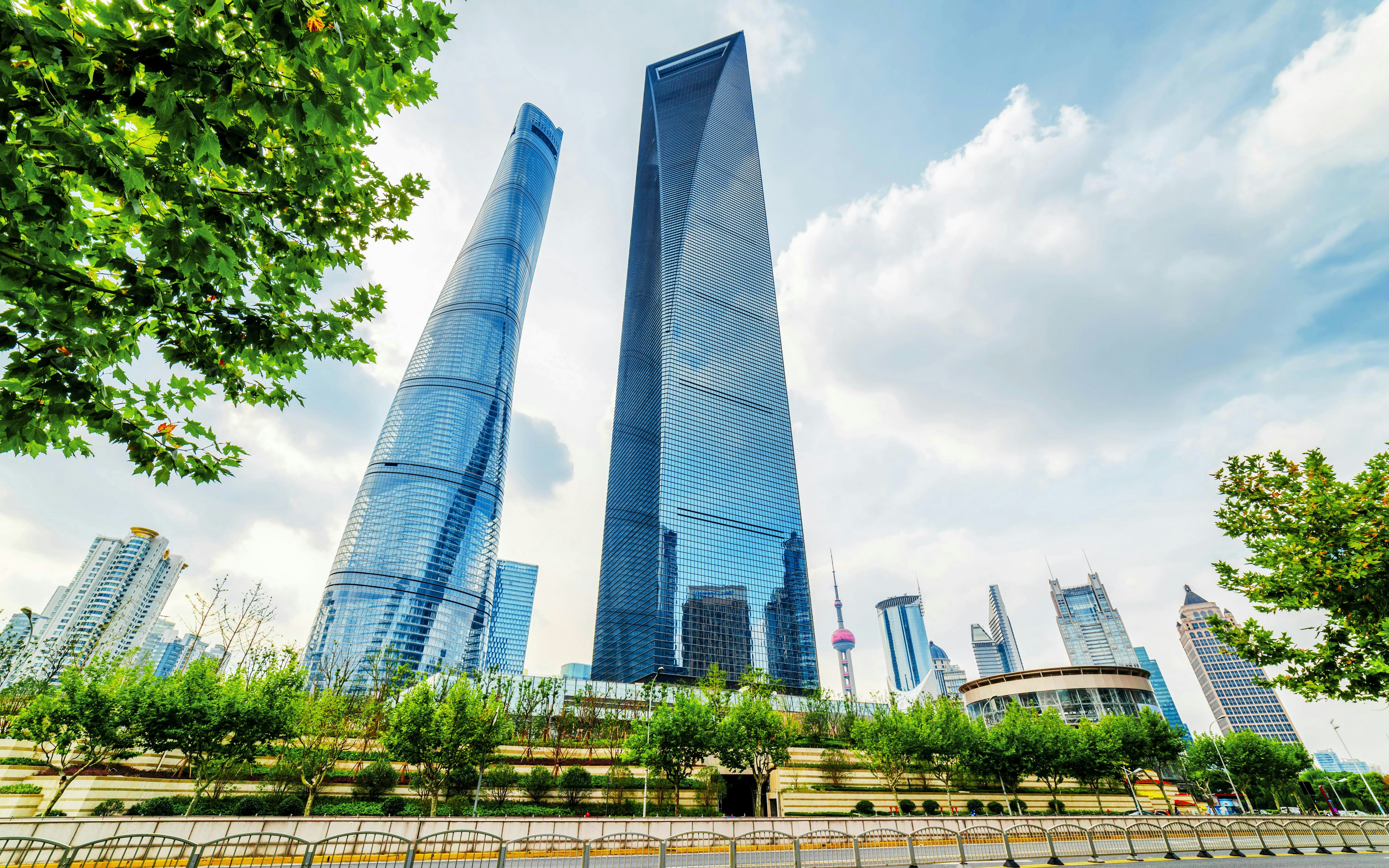 Shanghai Tower and Shanghai World Financial Center in Lujiazui, Pudong district.