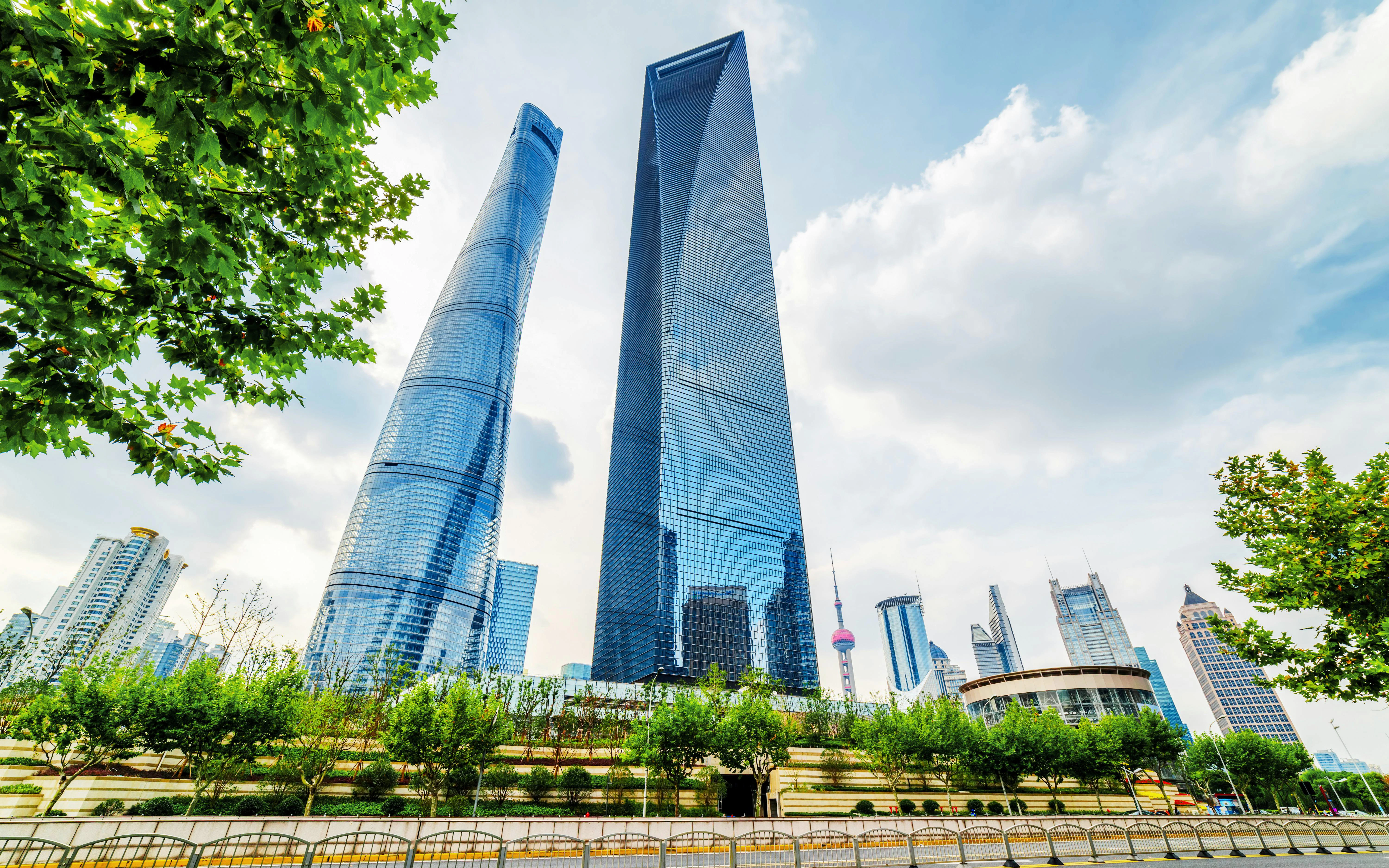 Shanghai Tower and Shanghai World Financial Center in Lujiazui, Pudong district.