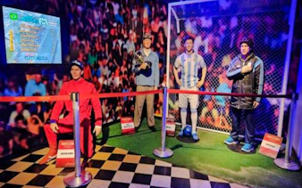 Wax figures of sports celebrities in themed sets at Foz do Iguaçu Wax Museum, Brazil.