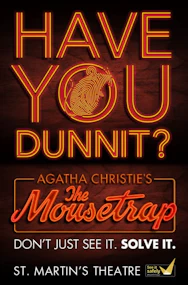 Agatha Christie's The Mousetrap theater poster, London.