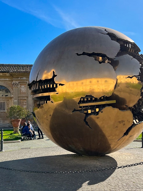 Sphere sculpture by Arnaldo Pomodoro at Vatican Museum, Vatican City.