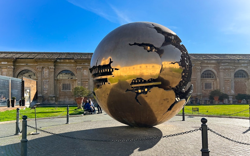 Sphere sculpture by Arnaldo Pomodoro at Vatican Museum, Vatican City.