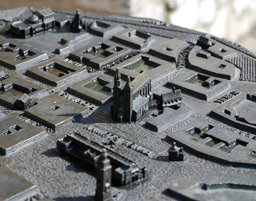 Model of Wawel Cathedral and surrounding area in Krakow, Poland.