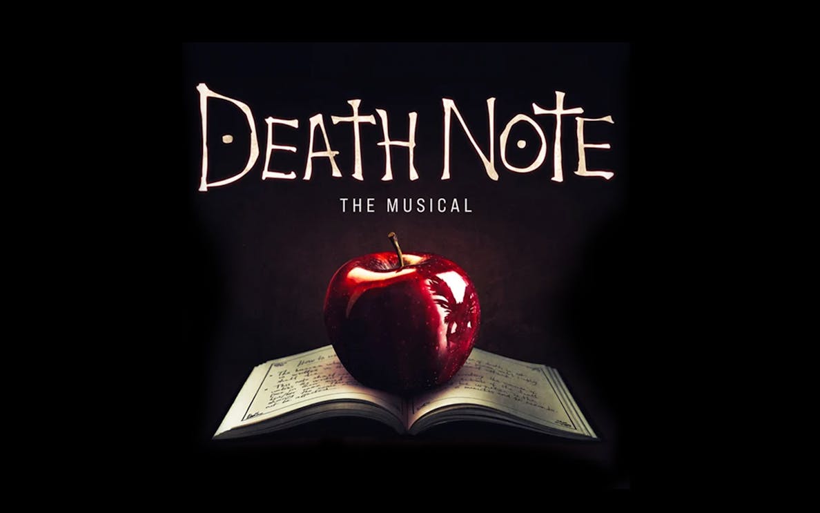 Death Note: The Musical logo with apple on open book