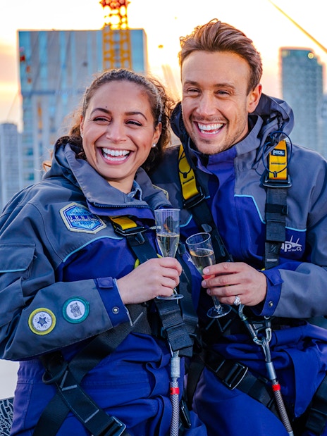 Guests enjoying drinks on the Up at the O2 Celebration Climb in London.