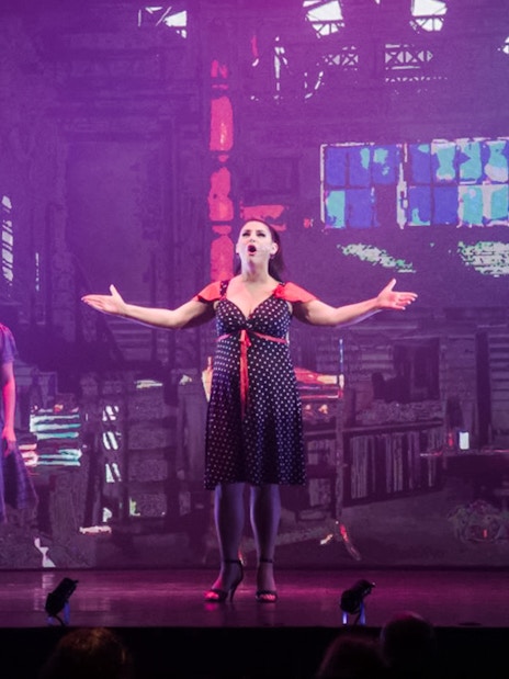 Performers on stage during Madero Tango Show in Buenos Aires.