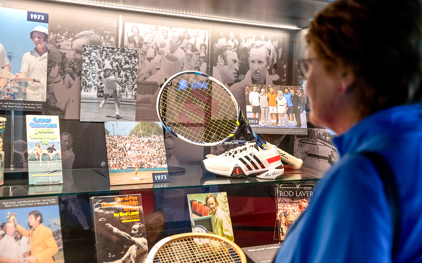 Tennis memorabilia display at Melbourne Cricket Ground tour.