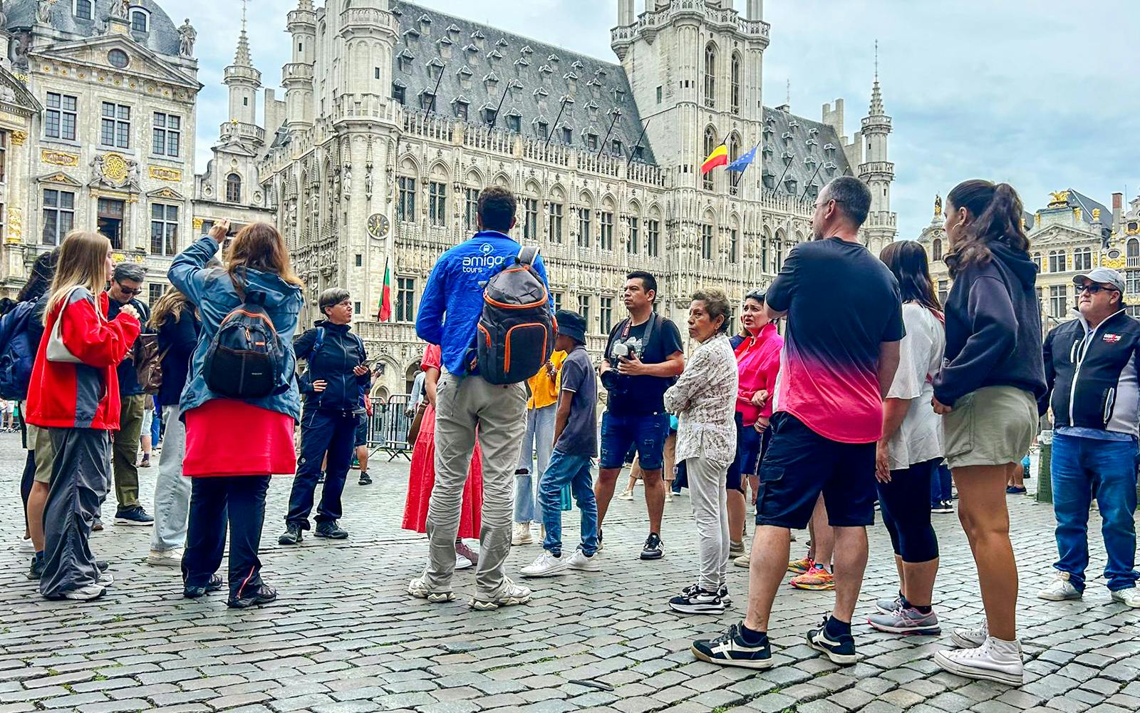 Tourists gathered at the historic Grand Place in Brussels, Belgium.