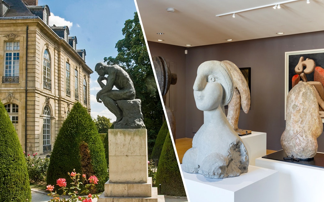 Sculptures at Picasso Museum with priority access tickets.