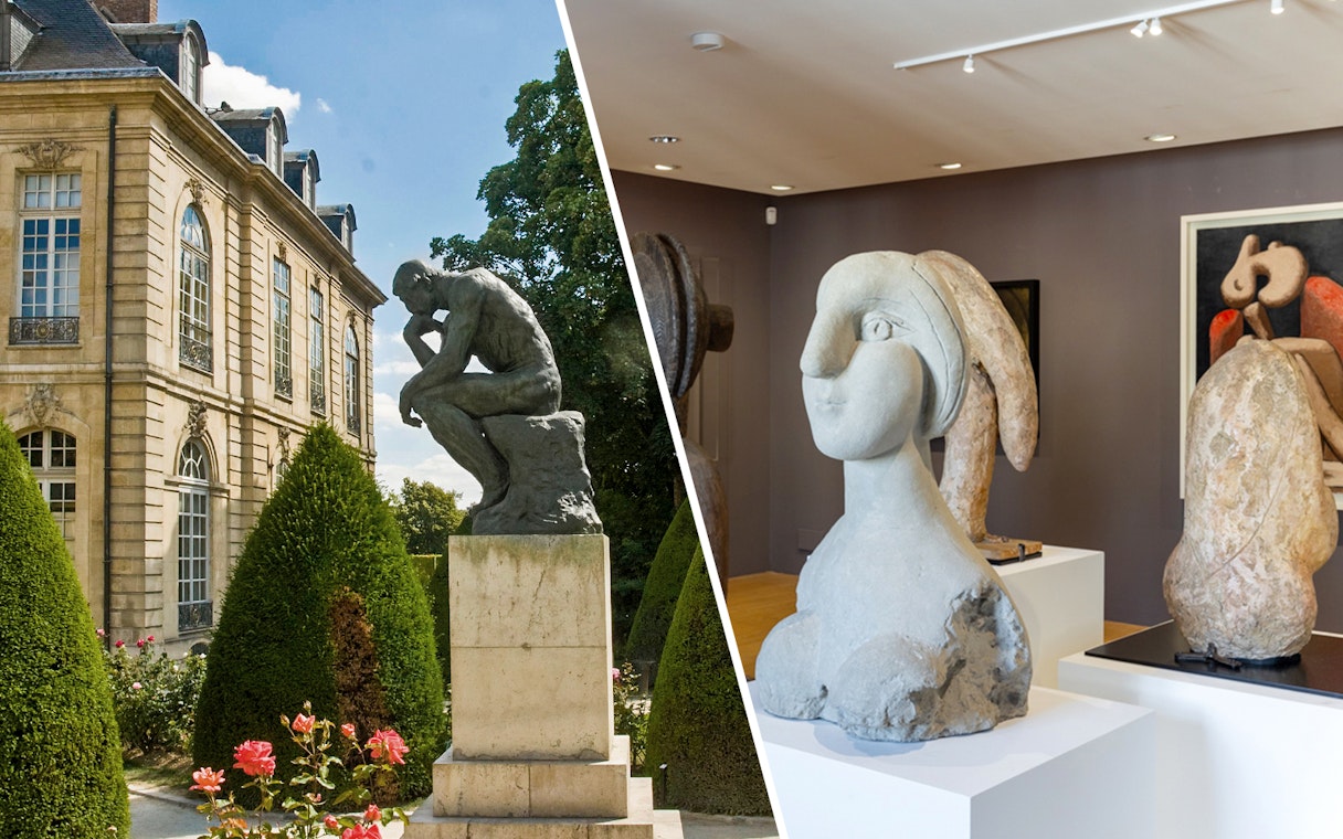 Sculptures at Picasso Museum with priority access tickets.