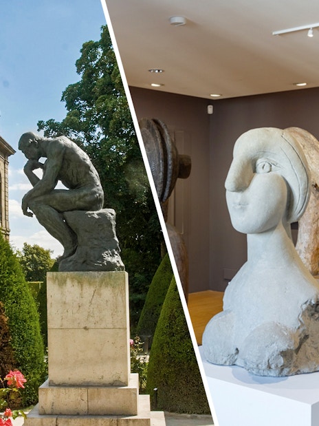 Sculptures at Picasso Museum with priority access tickets.