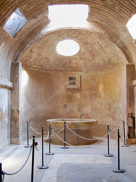Ancient bath chamber with vaulted ceiling at Forum Baths, Pompeii.