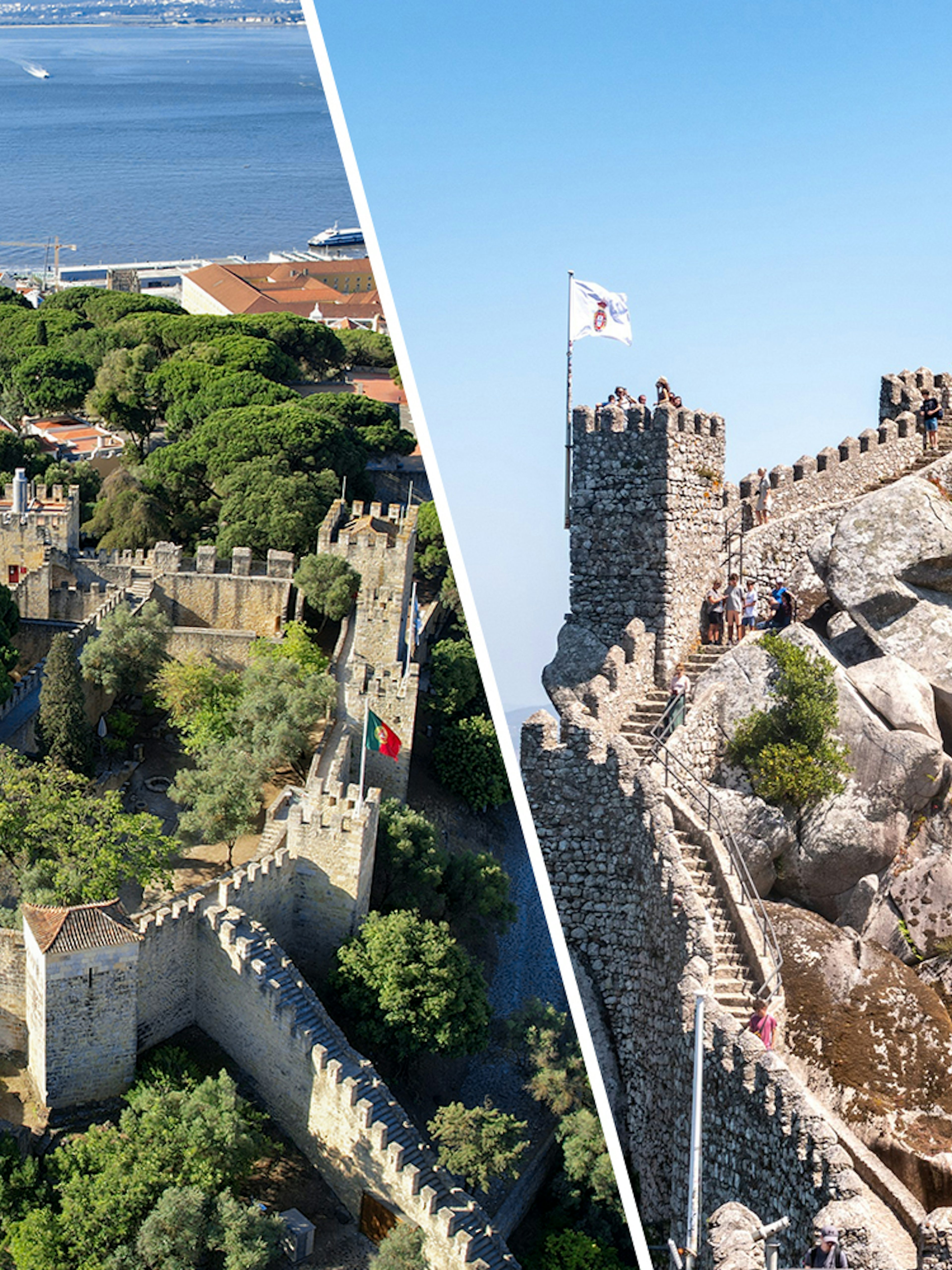 St. George’s Castle and Moorish Castle with scenic views of Lisbon and surrounding landscape.