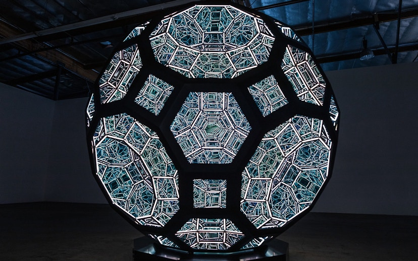Geometric light sculpture at Moco Museum London exhibit.