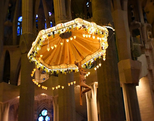 Altar piece with crucifix in Sagrada Familia, Barcelona.