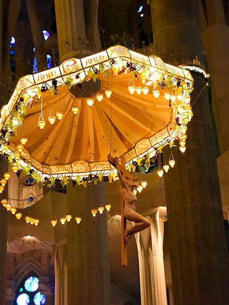Altar piece with crucifix in Sagrada Familia, Barcelona.
