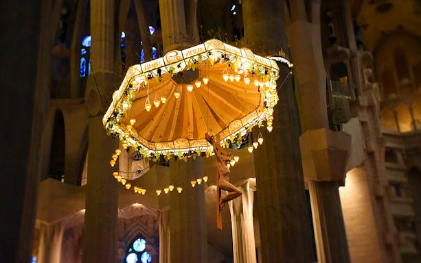 Altar piece with crucifix in Sagrada Familia, Barcelona.