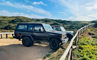 Off-road vehicles on a dirt path in Santa Teresa di Gallura, Olbia.
