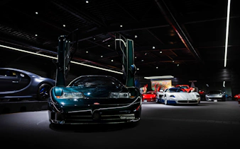 Exotic cars displayed at Coligny Car Museum, Lyon, France.