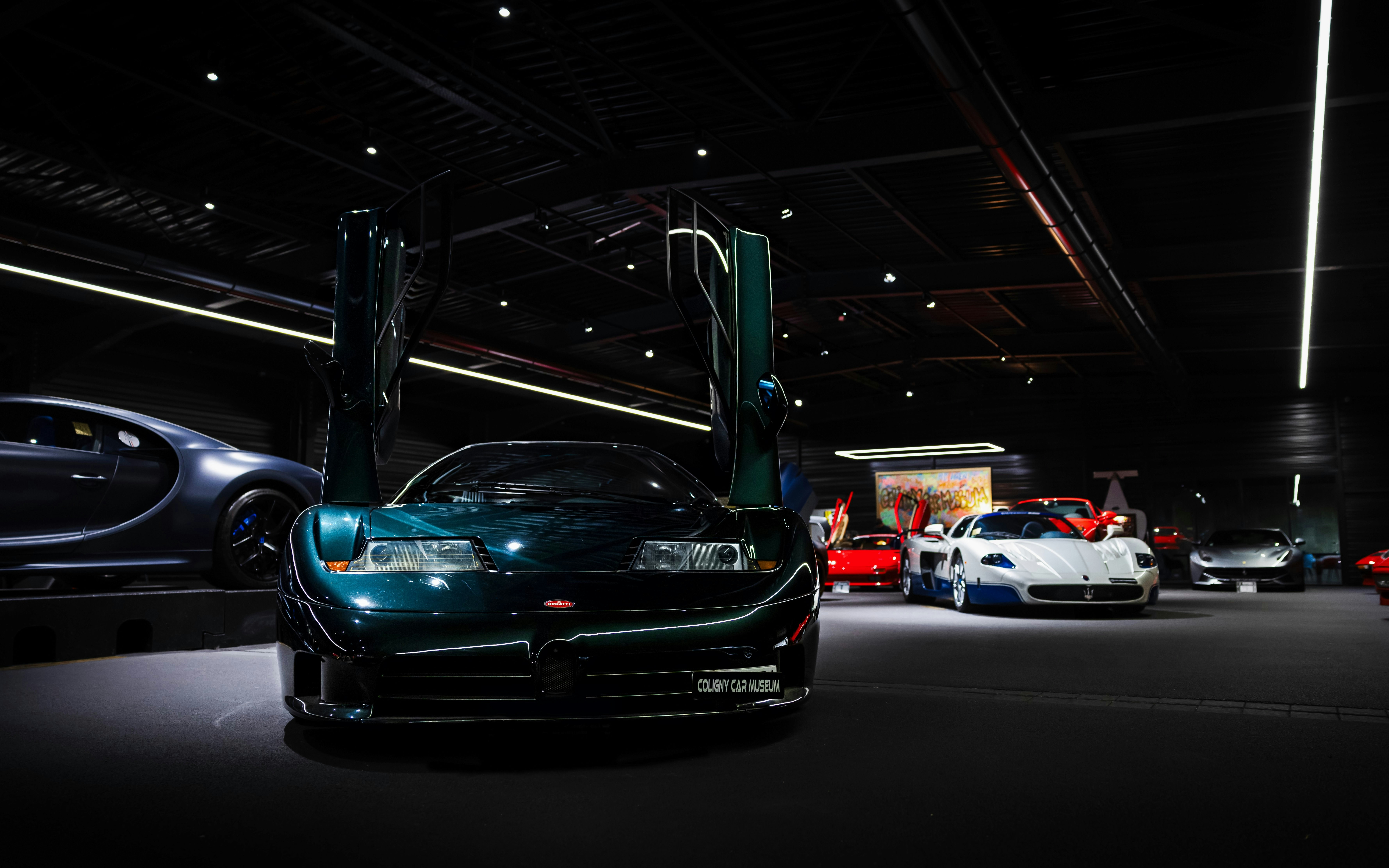 Exotic cars displayed at Coligny Car Museum, Lyon, France.