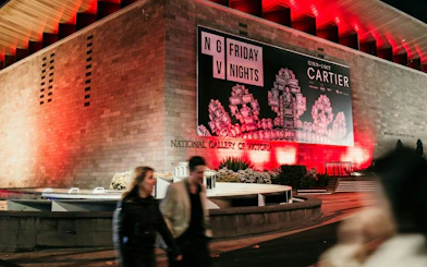 NGV Friday Nights sign for Cartier Exhibition at National Gallery Victoria.