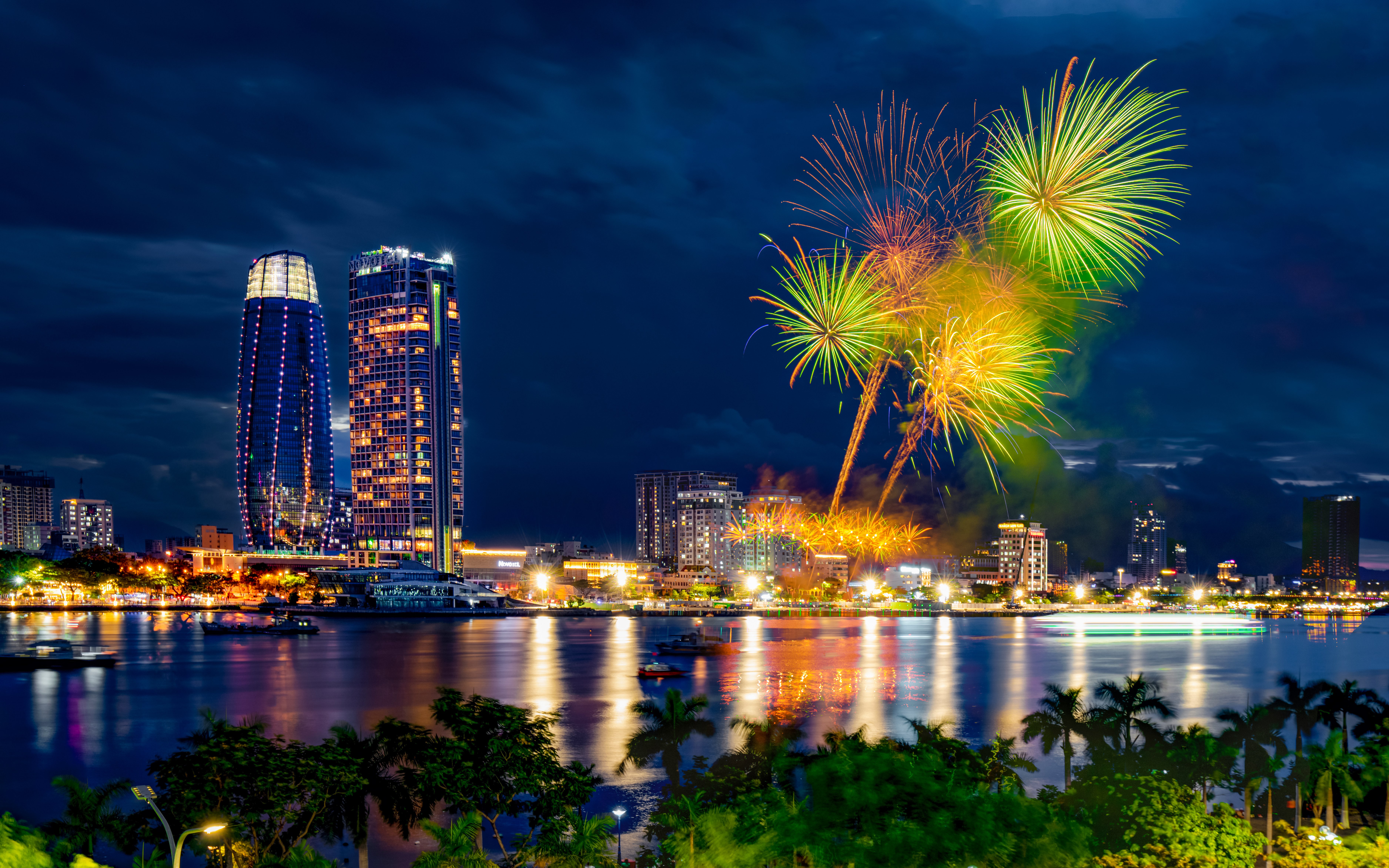 Fireworks over Da Nang skyline during International Fireworks Festival.