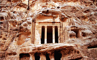 Rock-carved facade at Little Petra, part of Petra Day Trip from Amman.