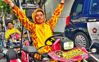 Go-kart riders in costume during Dotonbori & Shinsaibashi 75-min go-karting experience.