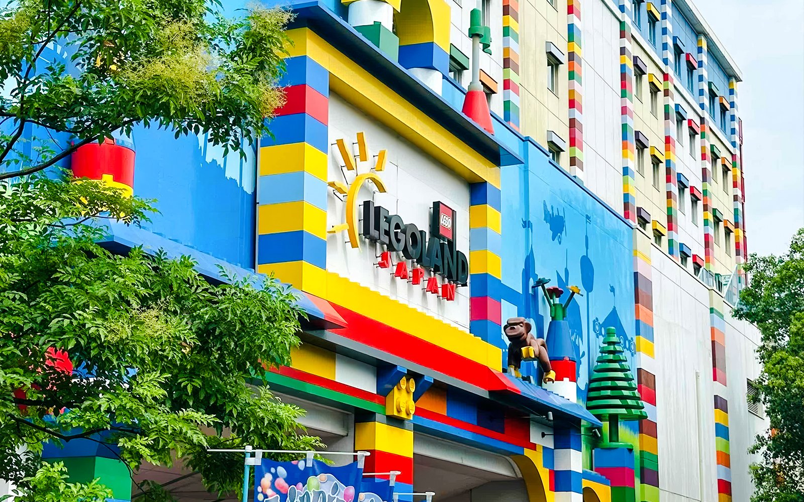 Entrance of Legoland Japan with colorful Lego-themed facade.