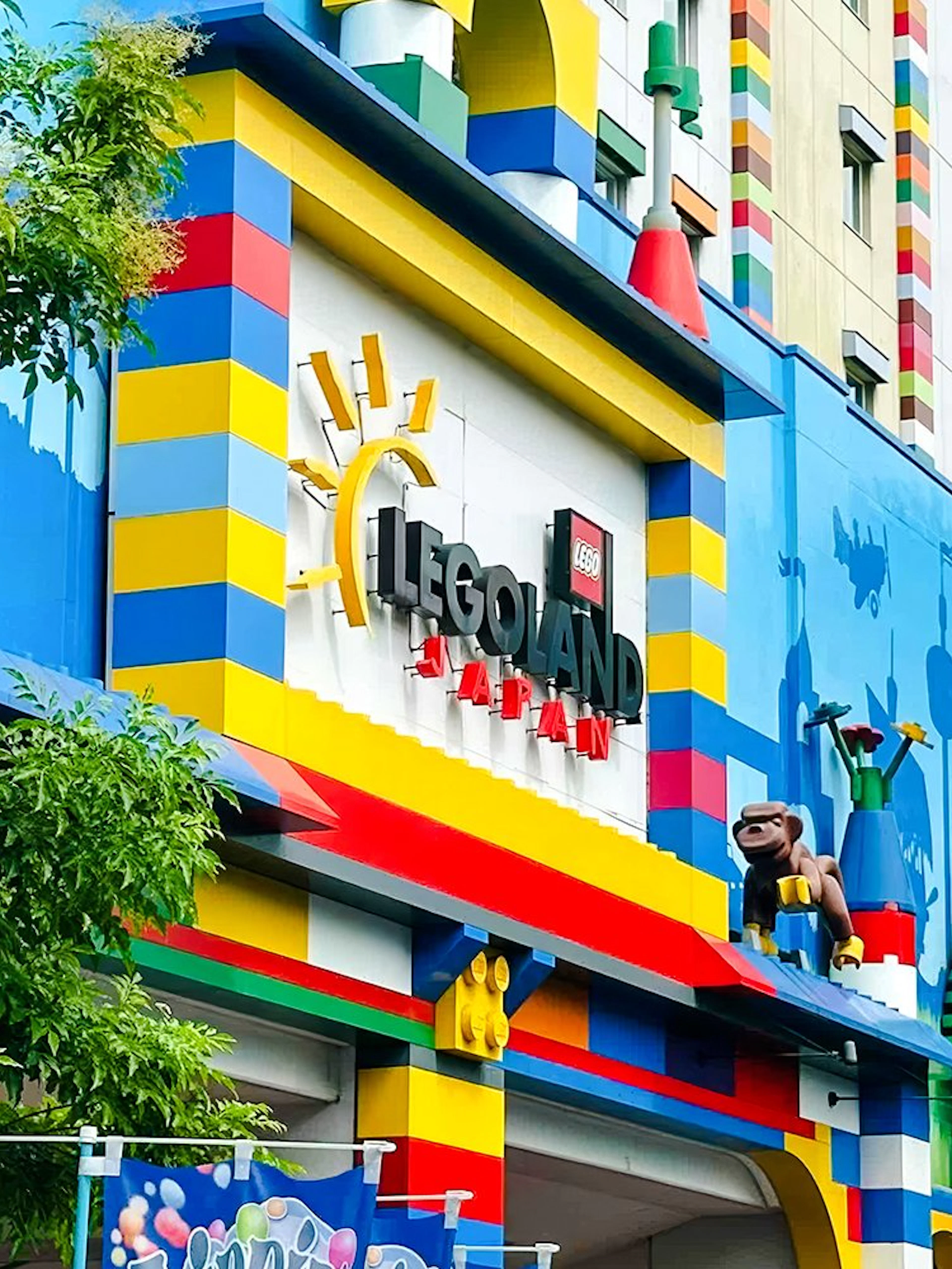 Entrance of Legoland Japan with colorful Lego-themed facade.