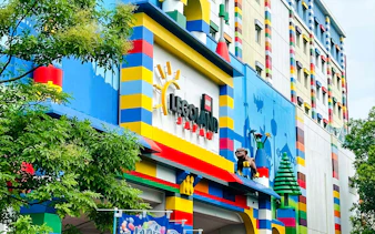 Entrance of Legoland Japan with colorful Lego-themed facade.