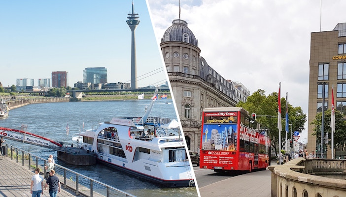Düsseldorf Hop-on Hop-off Bus Tour + Panorama River Cruise Combo