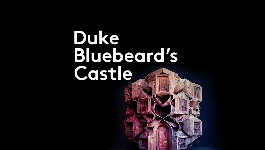 Duke Bluebeard's Castle abstract sculpture with intricate wooden design.