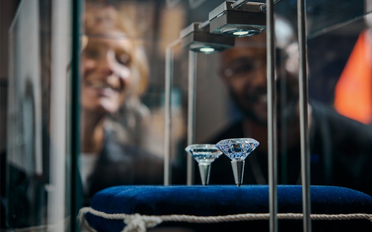 Guests viewing diamonds at Royal Coster Diamond Experience, Amsterdam.