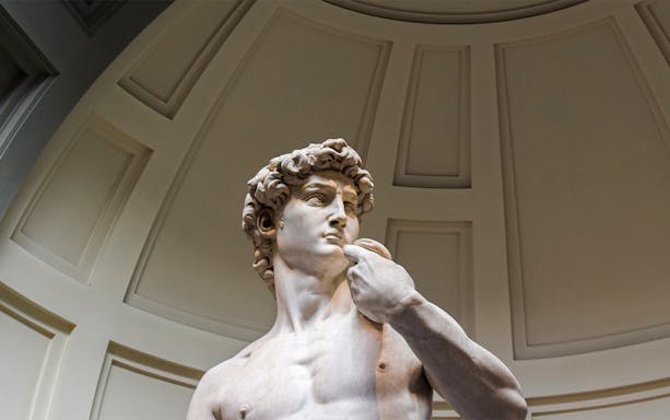 David statue at Academia Gallery, Florence, available with skip-the-line tickets and audio guide.