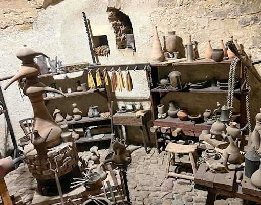 Powder Tower interior with medieval architecture in Prague Castle, Czech Republic.