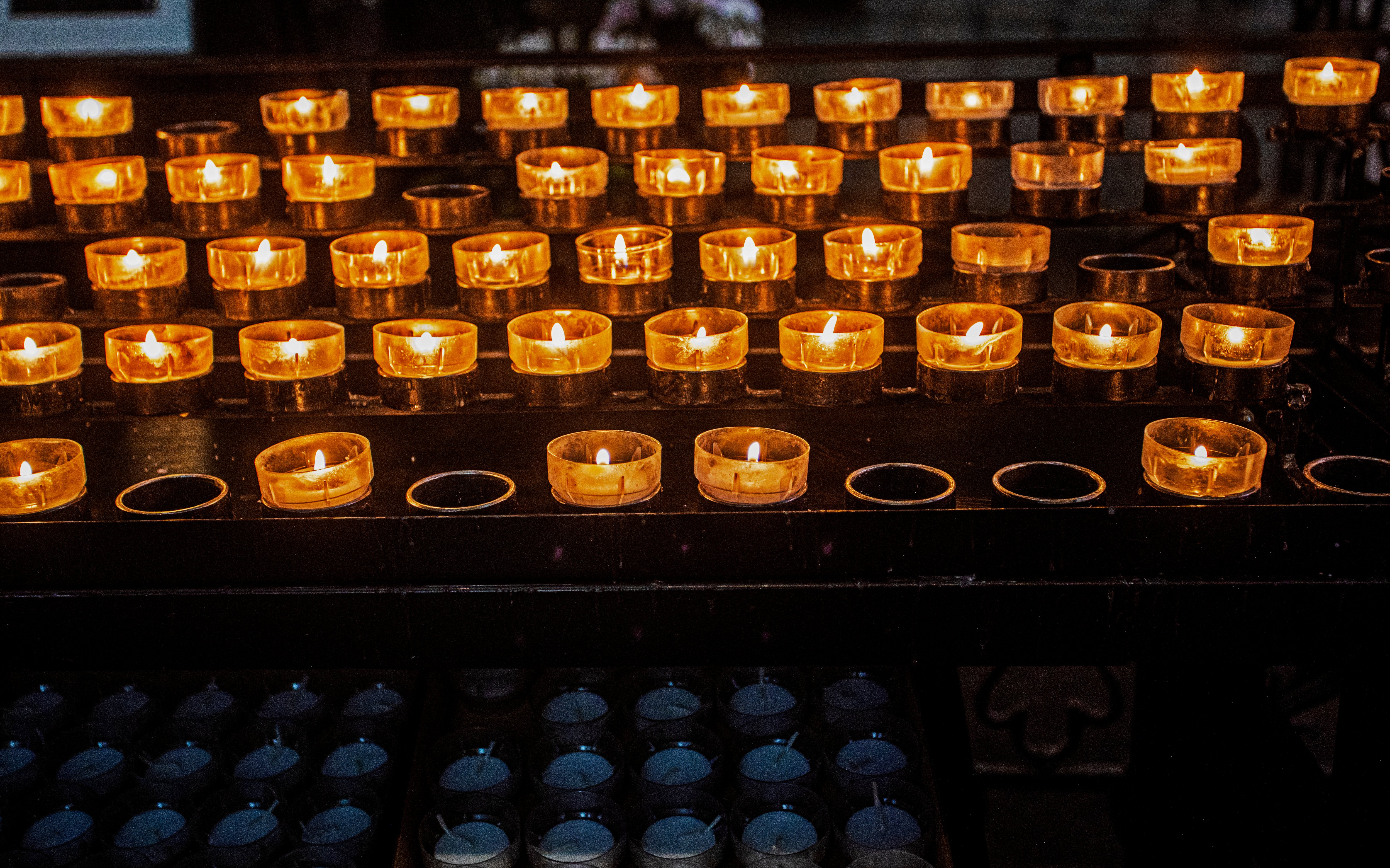 Candles lit for Christmas service at Canterbury Cathedral.