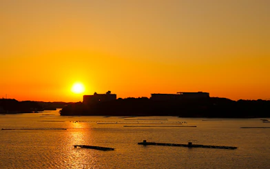 Sunset view over a river in Japan, visible from Kintetsu Rail Pass route.