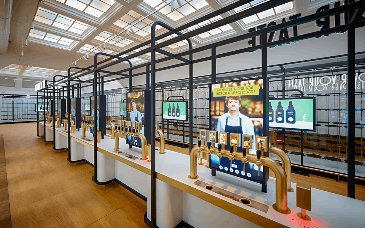 Interactive beer tasting station at Belgian Beer World Experience.