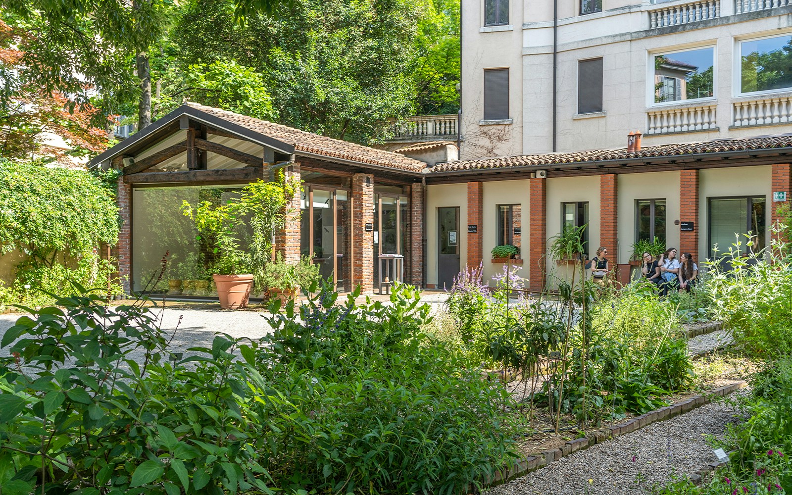 Courtyard garden at Casa Museo Boschi Di Stefano in Milan, Italy.
