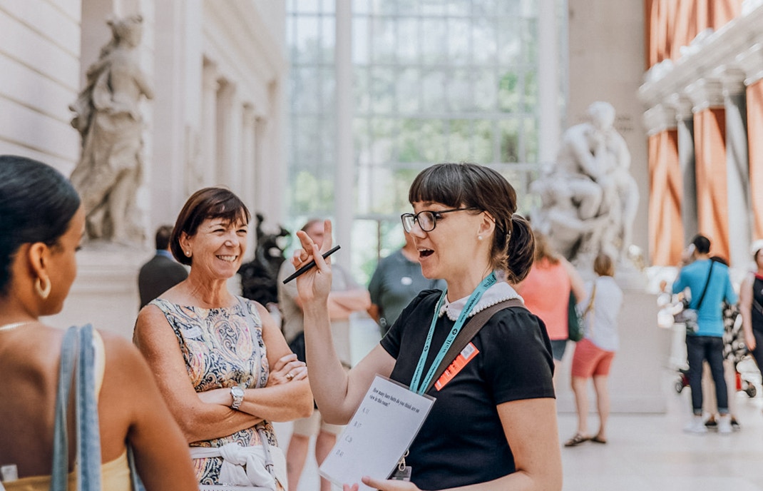 Visitors exploring exhibits at the Metropolitan Museum of Art, New York City.