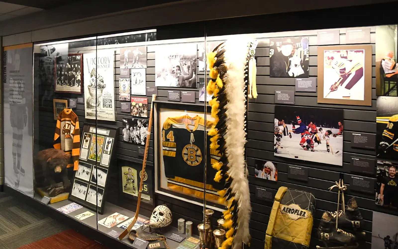 Boston Bruins memorabilia display at The Sports Museum, Boston.