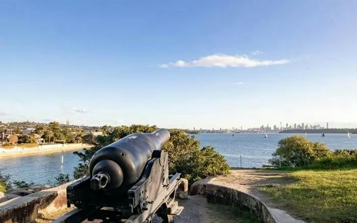 Cannon overlooking Sydney Harbour near Watsons Bay, part of the Dunbar Shipwreck exploration game.