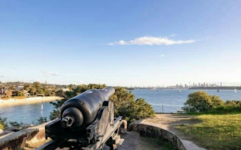 Cannon overlooking Sydney Harbour near Watsons Bay, part of the Dunbar Shipwreck exploration game.