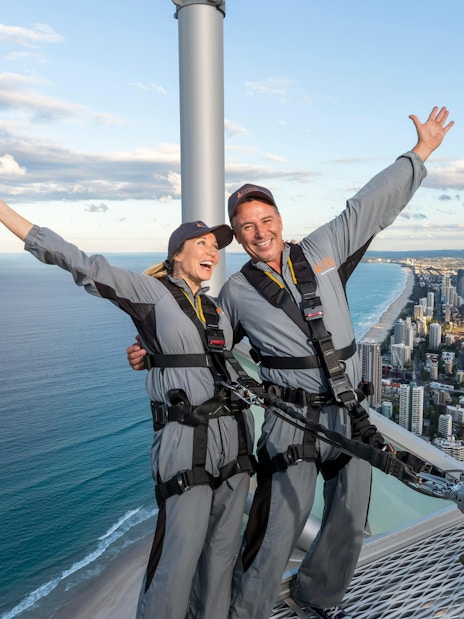 Guests enjoying Skypoint day climb with ocean and city views in Gold Coast, Australia.