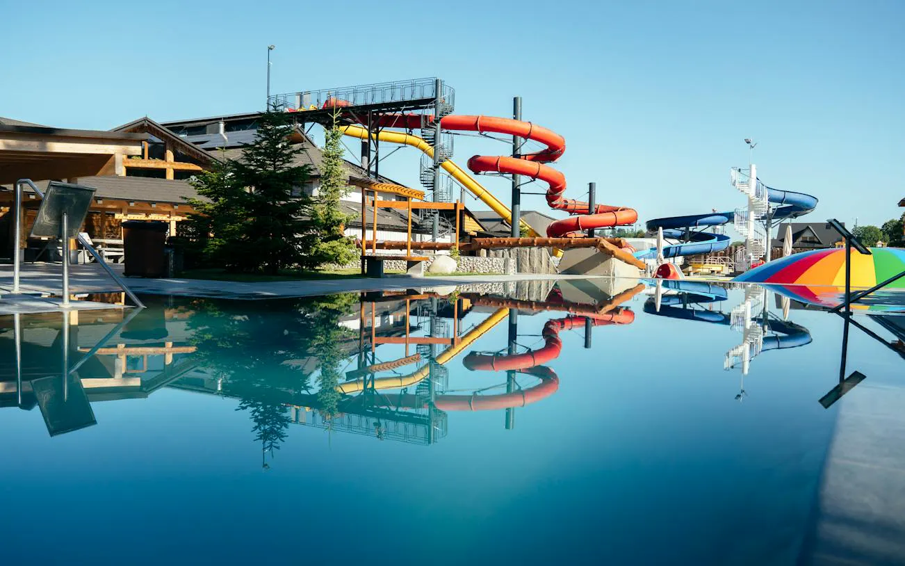 Gorący Potok Thermal Baths with colorful water slides in Poronin, near Zakopane.